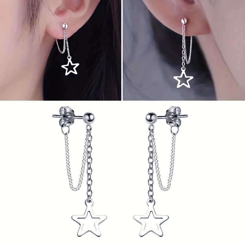 Delicate Chain Star Earrings for Women